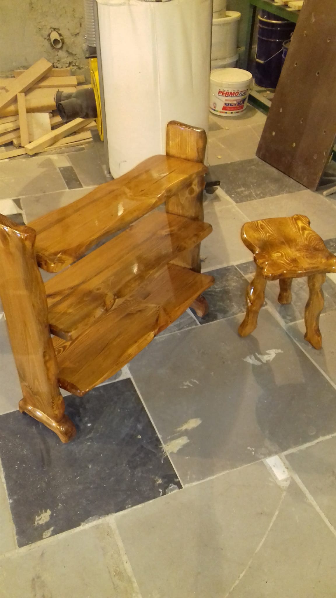 Rustic Bench And Stool