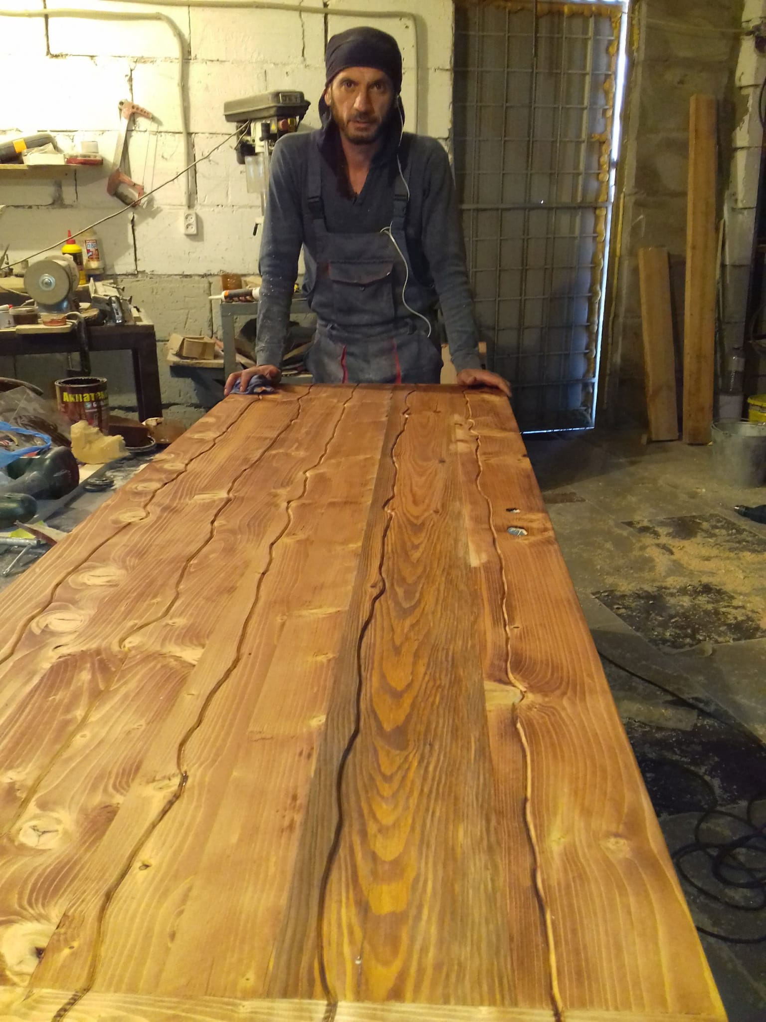 Artem Tsurtsumia at work in the workshop